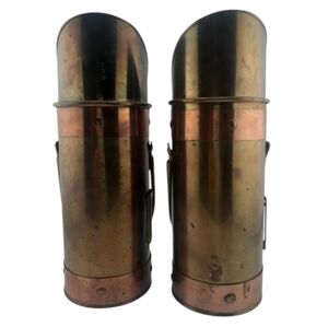 Brass & Copper Fireplace Accessories Match Holder & Coal Ash Scuttle Bucket